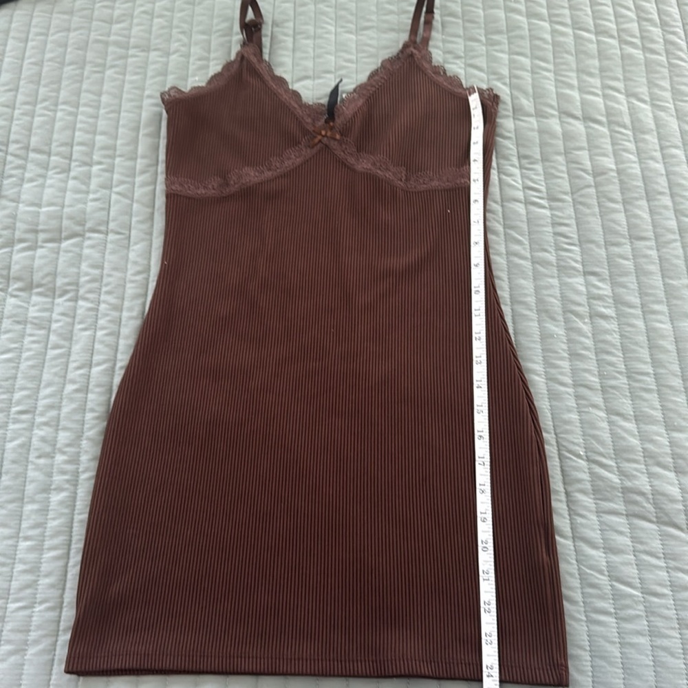 H&M Chocolate Brown Ribbed Bodycon Dress - Picture 7 of 9